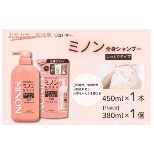 ふるさと納税 石鹸 千葉県 匝瑳市 ミノン全身シャンプーしっとりタイプ 450ml:1本 詰替用(380ml)1個セット / 敏感肌 乾燥肌 全身シャンプー ボディシャ…
