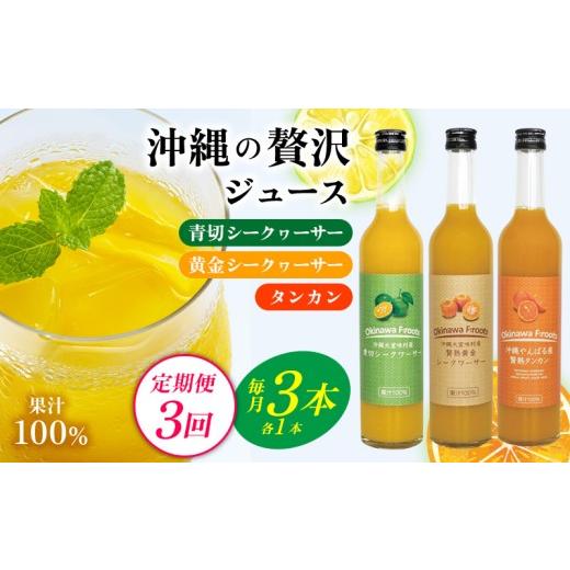 ふるさと納税 果汁飲料 沖縄県 大宜味村 定期便:3回 沖縄の贅沢ジュース3本 青切シークヮサー・黄金シークヮサー・タンカン KS1003 青切り 黄金 くがに シー…