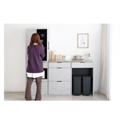 ふるさと納税 家具 収納家具 佐賀県 神埼市  東馬家具 モルタ_板戸+60ダスト引出+60チェスト+60OP引出+120天板ステン キッチンカウンター キッチン リビング …の画像