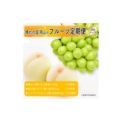 ふるさと納税 ぶどう 岡山県 瀬戸内市 先行予約 晴れの国 岡山のフルーツ 定期便 3回コース 1回目 岡山 白桃6玉 合計約1.2kg/2回目 桃太郎ぶどう2房 合計約1…