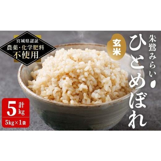 ふるさと納税 米 ひとめぼれ 宮城県 登米市 宮城県認証 農薬・化学肥料不使用 ひとめぼれ 玄米 5kg(5kg×1袋) 朱鷺みらい 玄米 登米市産 お米 おこめ 米 コメ…
