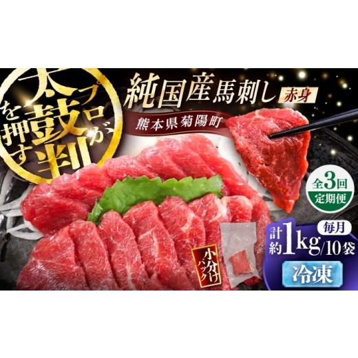 ふるさと納税 馬肉 熊本県 菊陽町 全3回定期便 純国産馬 赤身馬刺し盛り 計約1kg (約100g×10個) / ばさし 馬刺 あかみ 熊本馬刺し 熊本県 菊陽町 株式会社…