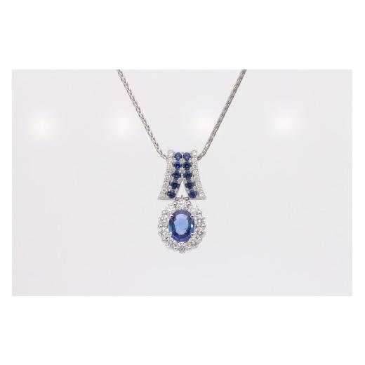 ふるさと納税 アクセサリー ネックレス 山梨県 甲斐市 Pt999 純プラチナ ブルーサファイア ダイヤ ネックレス AQ-313(SJ-57)