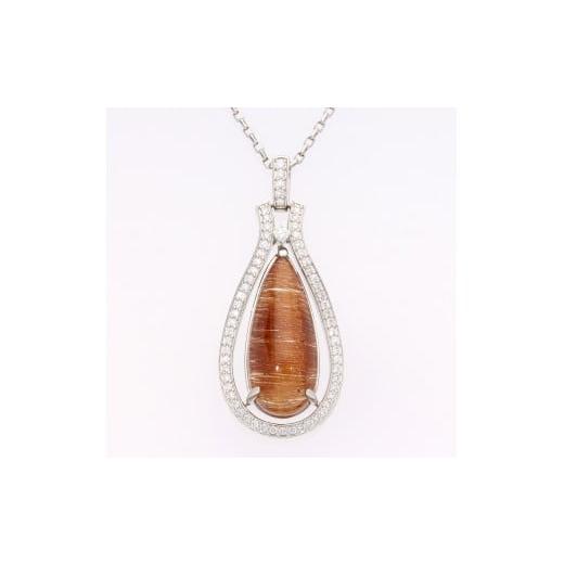 ふるさと納税 アクセサリー ネックレス 山梨県 甲斐市 Pt998 純プラチナ ルチルクオーツ ダイヤ ネックレス AQ-318(SJ-282)