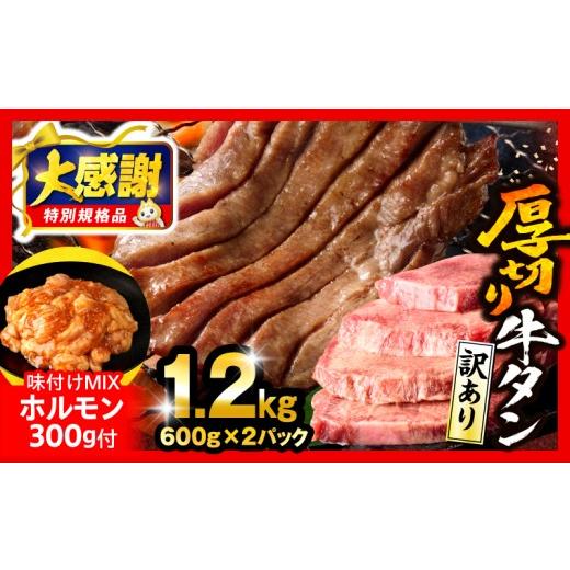 ふるさと納税 牛肉 タン 宮崎県 宮崎市 2026年4月発送 大感謝祭 数量・期間限定 [訳あり]厚切り 牛タン 塩味 計1.2kg 味付けMIXホルモン付き_M179-014-UP-B…