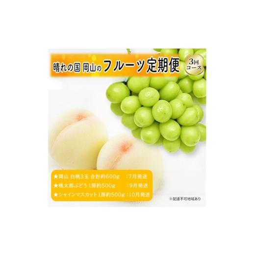 ふるさと納税 ぶどう マスカット 岡山県 玉野市 先行予約 晴れの国 岡山のフルーツ 定期便 3回コース 1回目岡山 白桃3玉 合計約600g/2回目桃太郎ぶどう 1房約…
