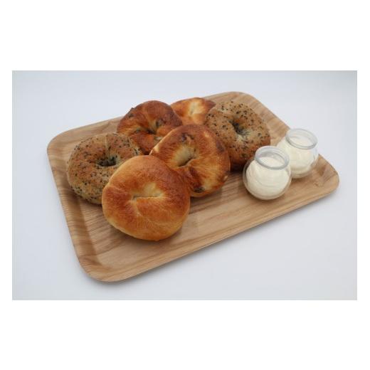 ふるさと納税 パン 北海道 余市町 北海道産小麦使用 もっちり食感ベーグル 3種×2個 &amp; ふわふわホイップバター 50g×2個セット 天然酵母