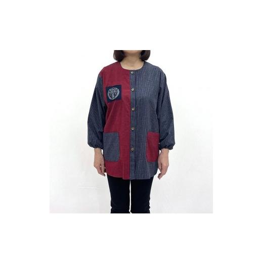 ふるさと納税 服 女 福岡県 大木町 久留米織 民芸調スモック あかね色(赤) BA059-RE あかね色(赤)
