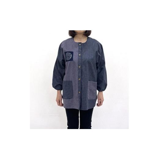 ふるさと納税 服 女 福岡県 大木町 久留米織 民芸調スモック しおん色(パープルグレー) BA059-PU しおん色(パープルグレー)