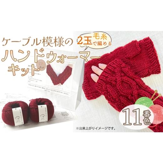 ふるさと納税 手芸 愛知県 江南市 毛糸 2玉で編めるケーブル模様のハンドウォーマーキット 11番色 / 編み物キット ハンドウォーマー ウルグアイウール 並太 …