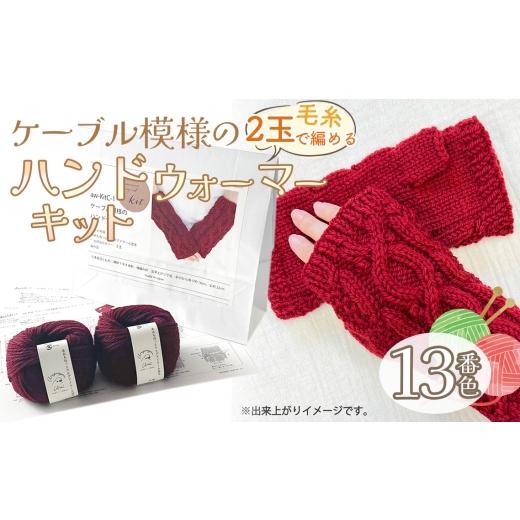 ふるさと納税 手芸 愛知県 江南市 毛糸 2玉で編めるケーブル模様のハンドウォーマーキット 13番色 / 編み物キット ハンドウォーマー ウルグアイウール 並太 …