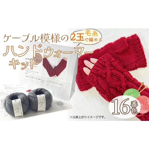 ふるさと納税 手芸 愛知県 江南市 毛糸 2玉で編めるケーブル模様のハンドウォーマーキット 16番色 / 編み物キット ハンドウォーマー ウルグアイウール 並太 …
