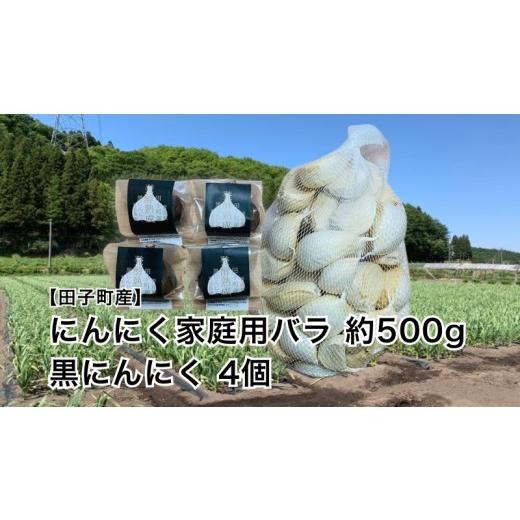 ふるさと納税 野菜類 薬味 青森県 田子町 丸美農園 田子産にんにく家庭用バラ 約500g+黒にんにく 4個