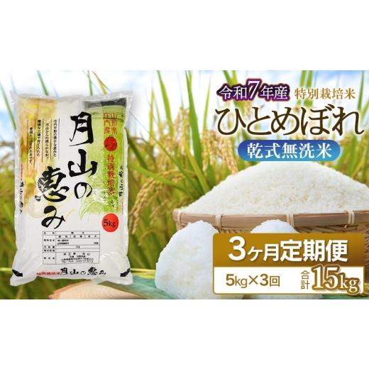 ふるさと納税 米 ひとめぼれ 山形県 鶴岡市 3ヶ月定期便 令和7年産 特別栽培米 ひとめぼれ 乾式無洗米 5kg (5kg×1袋) ×3回 毎月1回中旬発送 山形県鶴岡市…