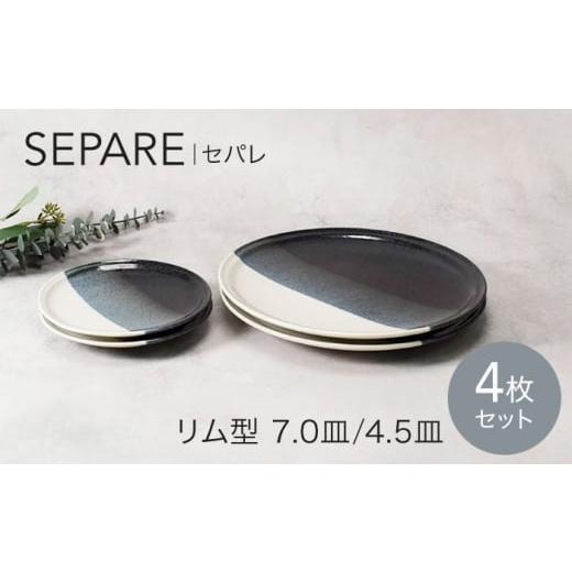 ふるさと納税 食器・グラス 皿 岐阜県 土岐市 美濃焼 セパレ リム型 7.0皿 2点 & 4.5皿 2点 合計4点 セット カネ定製陶 プレート 皿 モダン