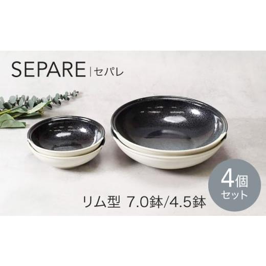 ふるさと納税 食器・グラス 皿 岐阜県 土岐市 美濃焼 セパレ リム型 7.0鉢 2点 & 4.5鉢 2点 合計4点 セット カネ定製陶 ボウル 小鉢 モダン