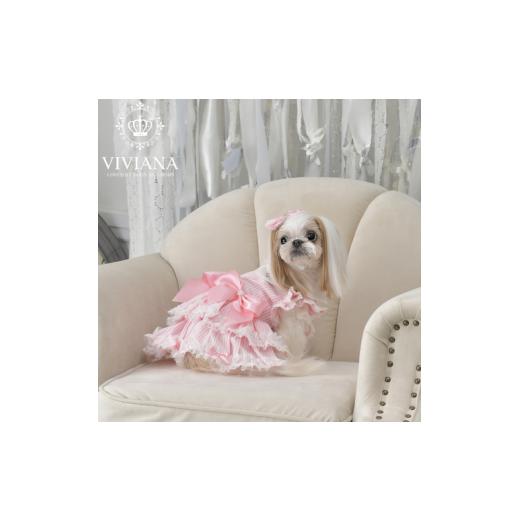 ふるさと納税 ファッション 神奈川県 秦野市 ドッグウェア「VIVIANA」 ストライプワンピース / Pink