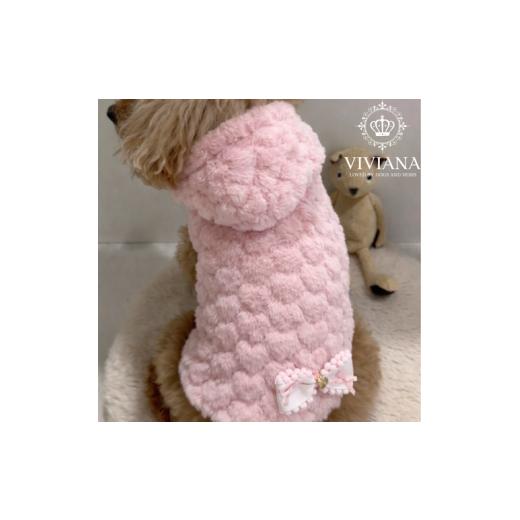ふるさと納税 ファッション 神奈川県 秦野市 ドッグウェア「VIVIANA」テラヘルツフハートファーポンチョ / Pink