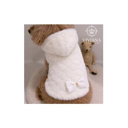 ふるさと納税 ファッション 神奈川県 秦野市 ドッグウェア「VIVIANA」テラヘルツフハートファーポンチョ / White