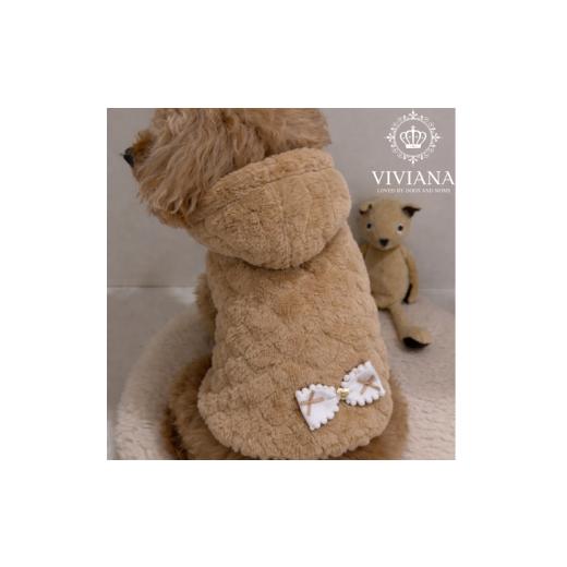 ふるさと納税 ファッション 神奈川県 秦野市 ドッグウェア「VIVIANA」テラヘルツフハートファーポンチョ / Brown