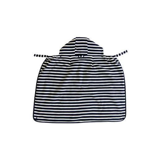 ふるさと納税 雑貨・日用品 大阪府 寝屋川市 防寒ケープ ボーダー柄 (紺)|フットマフ 防寒ケープ ベビーカー ひざ掛け お散歩 お出かけ 1261 紺