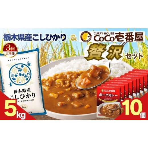 ふるさと納税 加工品等 レトルト 栃木県 矢板市 定期便3回 ココイチ ポークカレー10個 &amp;コシヒカリ5kgの贅沢セット 定期便3回 コシヒカリ5kg × ポークカ…