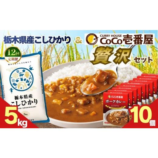 ふるさと納税 加工品等 レトルト 栃木県 矢板市 定期便12回 ココイチ ポークカレー10個 &amp;コシヒカリ5kgの贅沢セット 定期便12回 コシヒカリ5kg × ポーク…