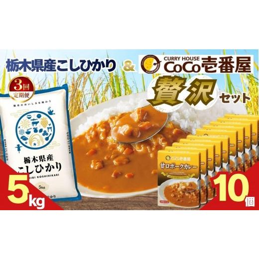 ふるさと納税 加工品等 レトルト 栃木県 矢板市 定期便3回 ココイチ 甘口ポークカレー10個 &amp;コシヒカリ5kgの贅沢セット 定期便3回 コシヒカリ5kg × ポー…