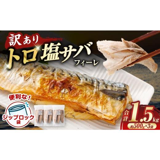 ふるさと納税 魚貝類 鹿児島県 薩摩川内市 トロ塩サバフィーレ 約1.5kg 約500g×3袋 (A品、B品混合) 鯖 鯖フィレ 訳 さば サバ 冷凍 AS-383