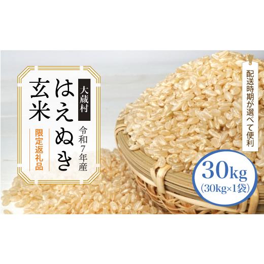 ふるさと納税 玄米 山形県 大蔵村 数量限定 令和7年産 大蔵村 はえぬき 玄米 30kg (30kg×1袋) 配送時期が選べて便利