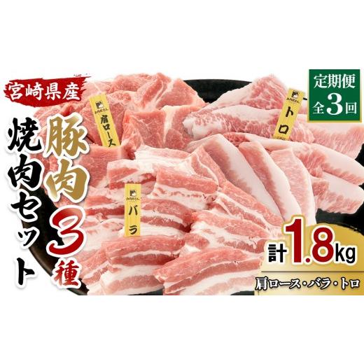 ふるさと納税 豚肉 ロース 宮崎県 えびの市 宮崎県産 豚肉 焼肉 3種食べ比べ 定期便 全3回 合計1.8kg (600g×3回) 真空小分けパック (肩ロース・バラ・豚トロ)…
