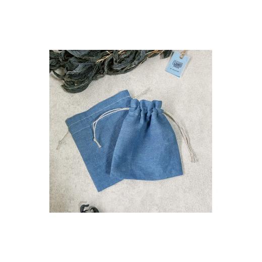 ふるさと納税 雑貨・日用品 三重県 志摩市 巾着 ポーチ 麻 100% 小物入れ 伊勢志摩 志摩市 ブルー 青 アクセサリーポーチ コスメポーチ ギフト プレゼント 志…