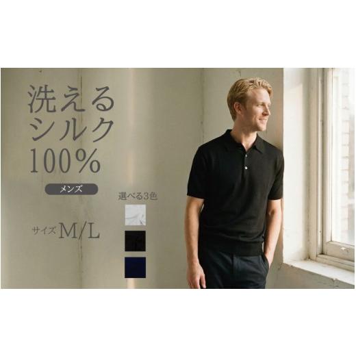ふるさと納税 服 男 新潟県 五泉市 究極の贅沢シルク100%洗えるメンズ半袖ポロニットウェア ブラックLサイズ メンズ | 半袖 ニット ウォッシャブル 春夏秋冬 …