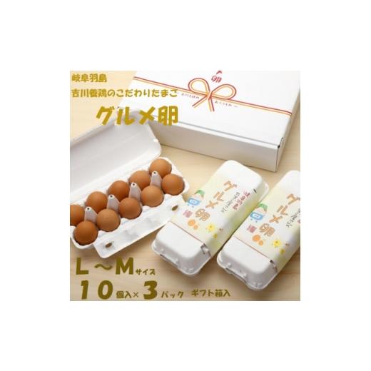 ふるさと納税 卵(鶏、烏骨鶏等) 岐阜県 羽島市 吉川養鶏のグルメ卵(L〜Mサイズ10個×3パック) 贈答箱 観光協会推奨 はしまブランド 認定品 _卵 たまご タ…