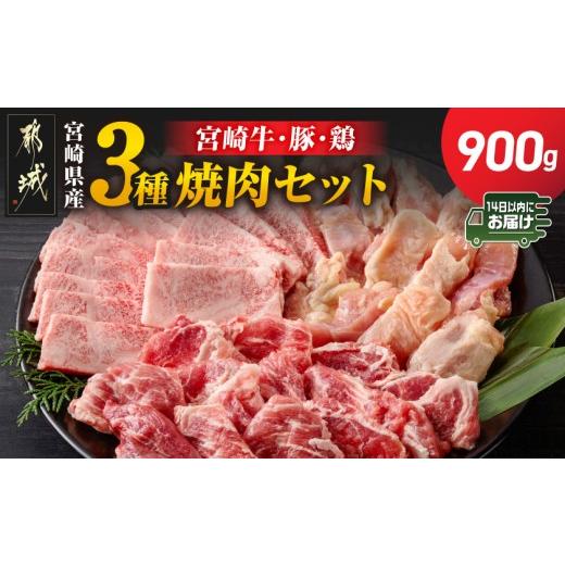 ふるさと納税 牛肉 バラ(カルビ) 宮崎県 都城市 宮崎県産 宮崎牛・豚・鶏 3種の焼肉セット300g×3パック みやこんじょ快速便 _14-89-003-900g-R_(都城市) 宮崎…