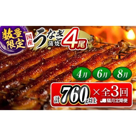 ふるさと納税 うなぎ 宮崎県 新富町 数量限定 特大 うなぎ 定期便 国産 鰻 蒲焼 4尾セット 全3回 隔月定期便(2026年4月、6月、8月お届け)合計2.2kg以上 魚…