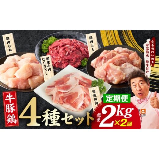 ふるさと納税 牛肉 セット 大阪府 泉佐野市 定期便 国産 牛豚鶏 4種セット 2kg×2回 氷温熟成×極味付け 牛肉 豚肉 鶏肉 もも むね 食べ比べ 普段使い 味付き…