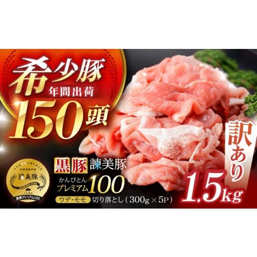 ふるさと納税 豚肉 モモ 長崎県 諫早市 訳あり 特Aのブランド米で育てた 黒豚諫美豚プレミアム100 切り落とし(ウデ・モモ) 1.5kg(300g×5P) / 訳あり 訳あり…