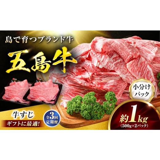 ふるさと納税 牛肉 長崎県 五島市 3回定期便 五島牛 牛すじ1kg(500g×2P)五島市/meat shop FUKU