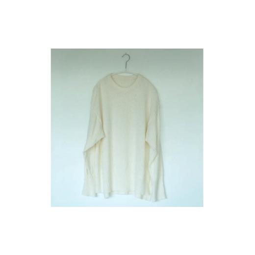 ふるさと納税 服 女 群馬県 桐生市 ezu monochrome sweater white /コットン100% 高級 白 Lサイズ 1720356