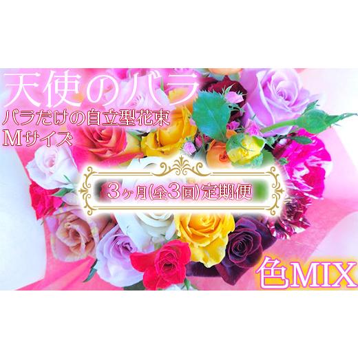 ふるさと納税 花・苗木 花束 大分県 杵築市 天使のバラ 全3回定期便 薔薇だけの自立型花束Mサイズ(色MIX) 141-831_6