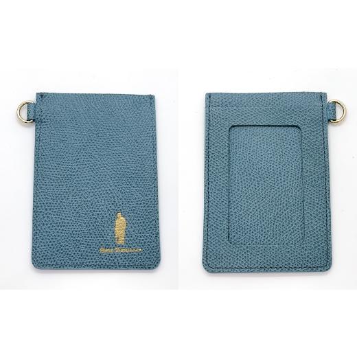 ふるさと納税 小物 東京都 北区 渋沢栄一翁 パスケース ( ブルー ) 牛革 革 革製品 収納 収納品 ケース フランス革 小物