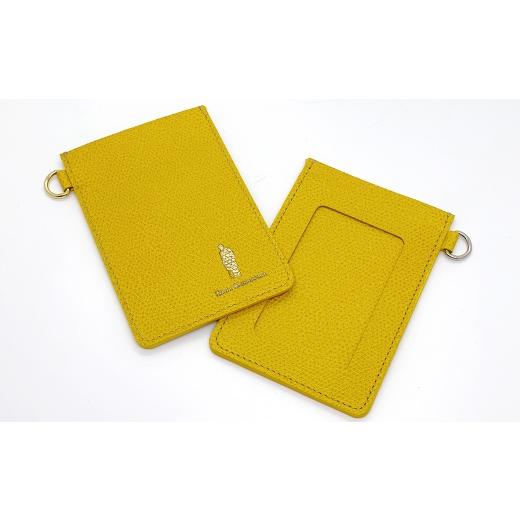 ふるさと納税 小物 東京都 北区 渋沢栄一翁 パスケース ( イエロー ) ケース フランス革 小物 牛革 革 革製品 収納 収納品