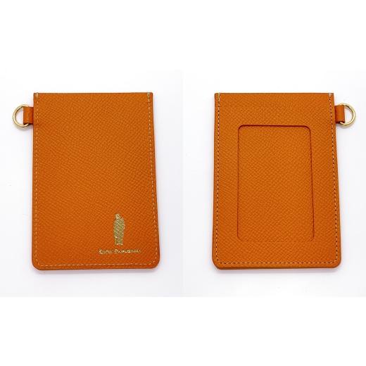 ふるさと納税 小物 東京都 北区 渋沢栄一翁 パスケース ( オレンジ ) ケース フランス革 小物 牛革 革 革製品 収納 収納品