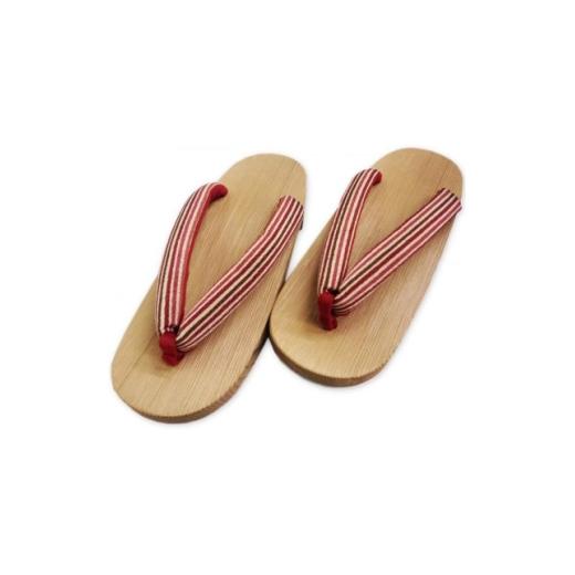 ふるさと納税 民芸品・工芸品 長野県 木曽町 木曽ねずこ下駄 縞柄小豆鼻緒 女性用 並寸 1721279