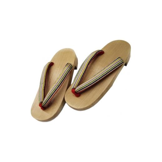 ふるさと納税 民芸品・工芸品 長野県 木曽町 木曽ねずこ下駄 縞柄高原鼻緒 女性用 並寸 1721284