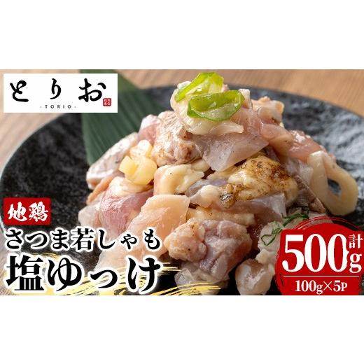 ふるさと納税 鶏肉 鹿児島県 いちき串木野市 鹿児島県産 味付き 鳥刺し 塩ゆっけ 500g(100g×5) 冷凍 小分け 国産 さつま若しゃも 地鶏 おつまみ 惣菜 にもオ…