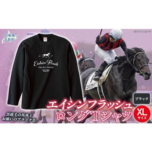 ふるさと納税 服 北海道 平取町 エイシンフラッシュ (ブラック)ロングTシャツ_XLサイズ ふるさと納税 人気 おすすめ ランキング 馬 競馬 競走馬 引退馬 エ…
