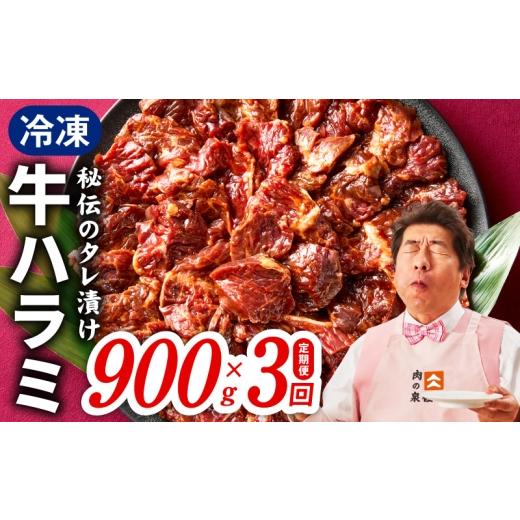 ふるさと納税 牛肉 ホルモン 大阪府 泉佐野市 定期便 牛ハラミ肉 900g×全3回 小分け 300g×3P 秘伝の赤タレ 味付き 焼肉 訳あり サイズ不揃い 毎月配送コー…