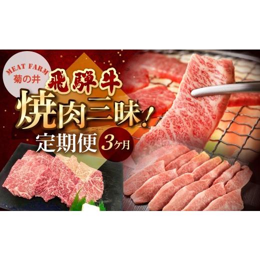 ふるさと納税 牛肉 焼肉・バーベキュー 岐阜県 下呂市 定期便 3回 飛騨牛焼肉三昧 3ヶ月 連続定期便(2〜3人前)菊の井 牛肉 牛 飛騨 ブランド牛 国産 イチボ…